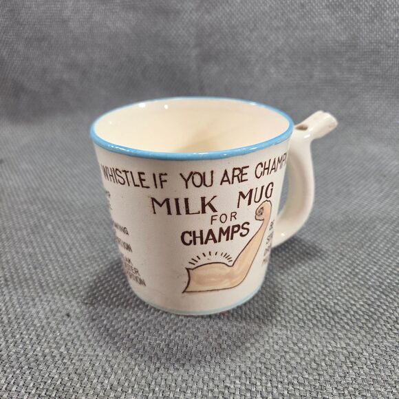 If You Are Champion! Other - VTG Whistle Handle Milk Mug For Champs Ceramic Kids Cup Whistle Japan 50s 60s